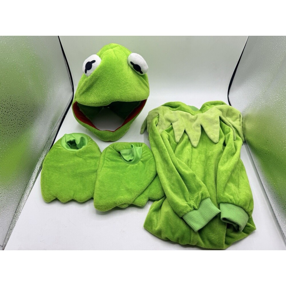 Disney Store Kermit The Frog 2T Halloween Costume w/ Jumpsuit Hat & Shoe Covers